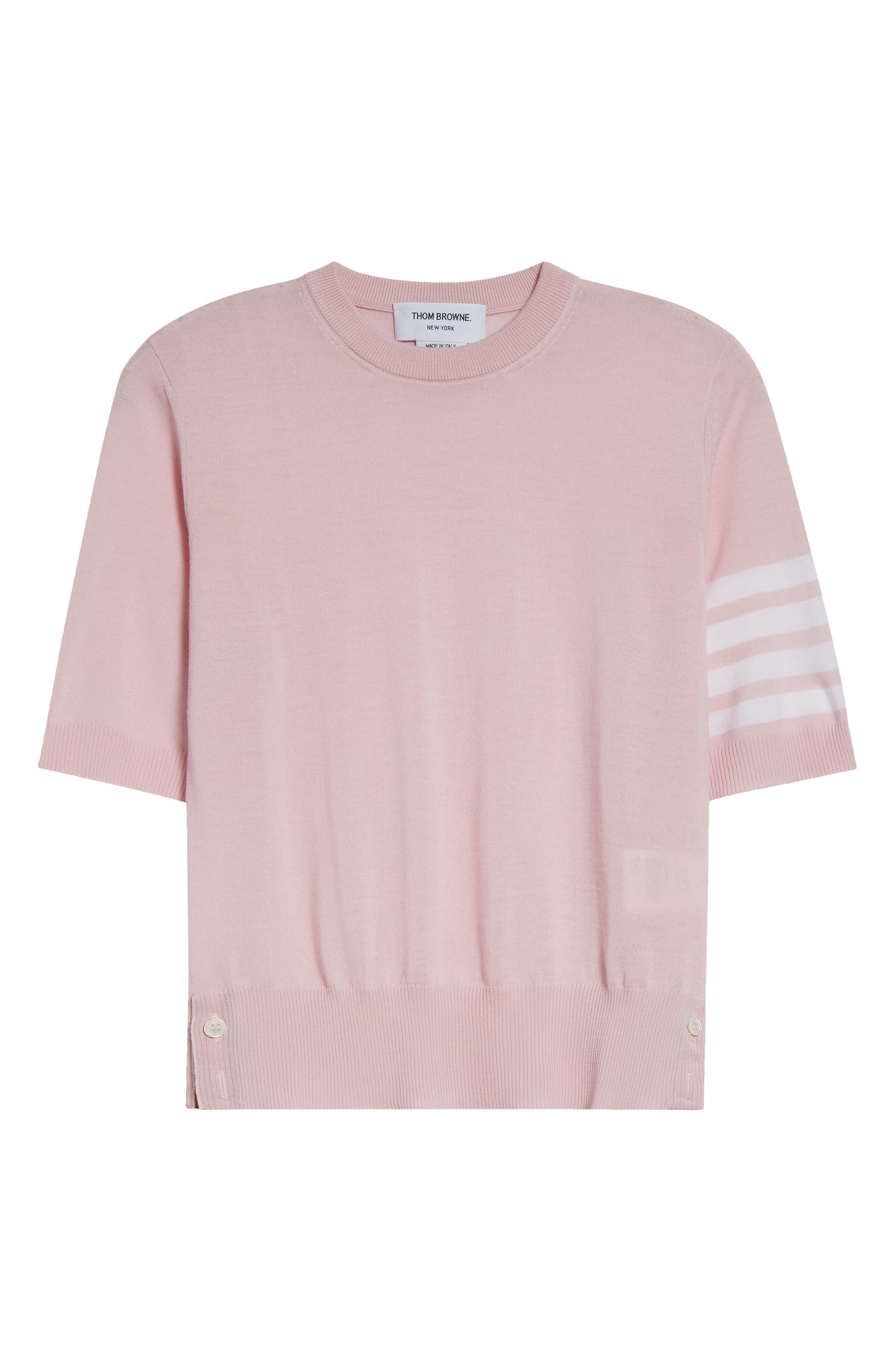 Thom Browne 4-Bar Short Sleeve Wool Blend Sweater in Light Pink at Nordstrom - 6