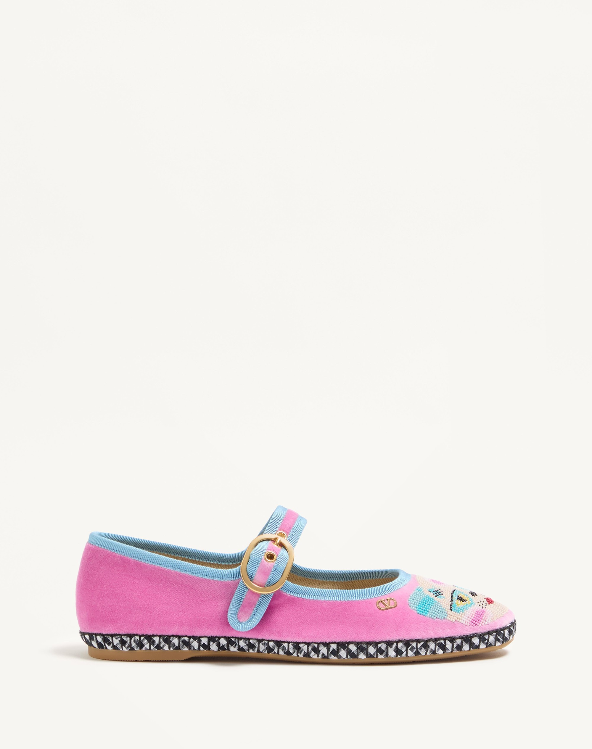 MARY-JANE ENDOUCE VELVET BALLERINA WITH LE CHAT DE LA MAISON EMBROIDERY - 1