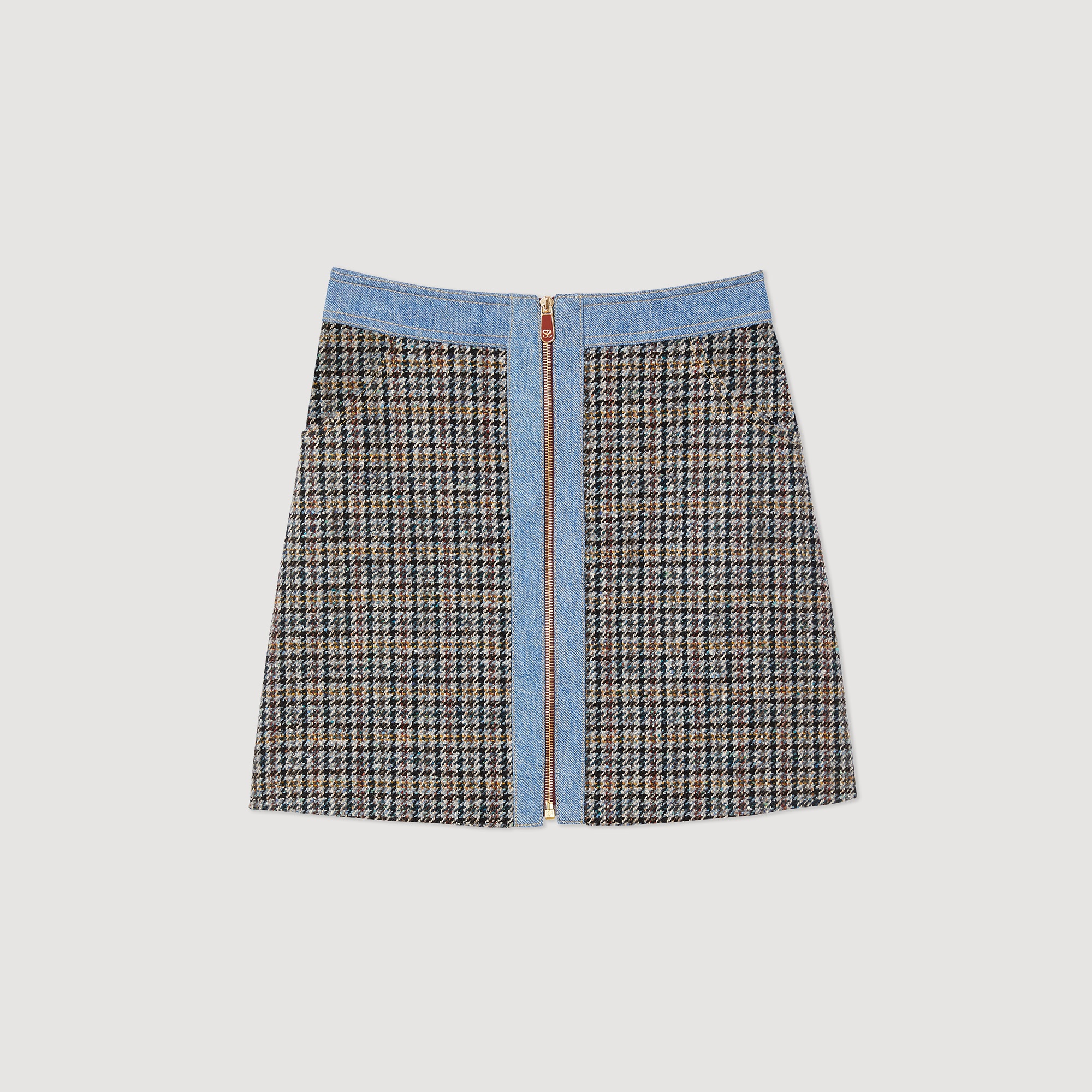 Short tweed and denim skirt - 1