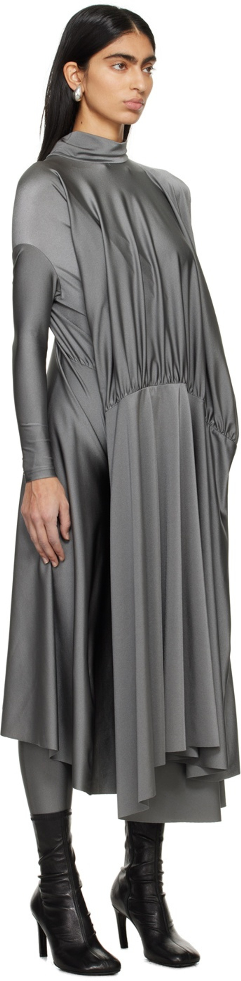 MARIE ADAM-LEENAERDT Gray Table Cover Maxi Dress outlook