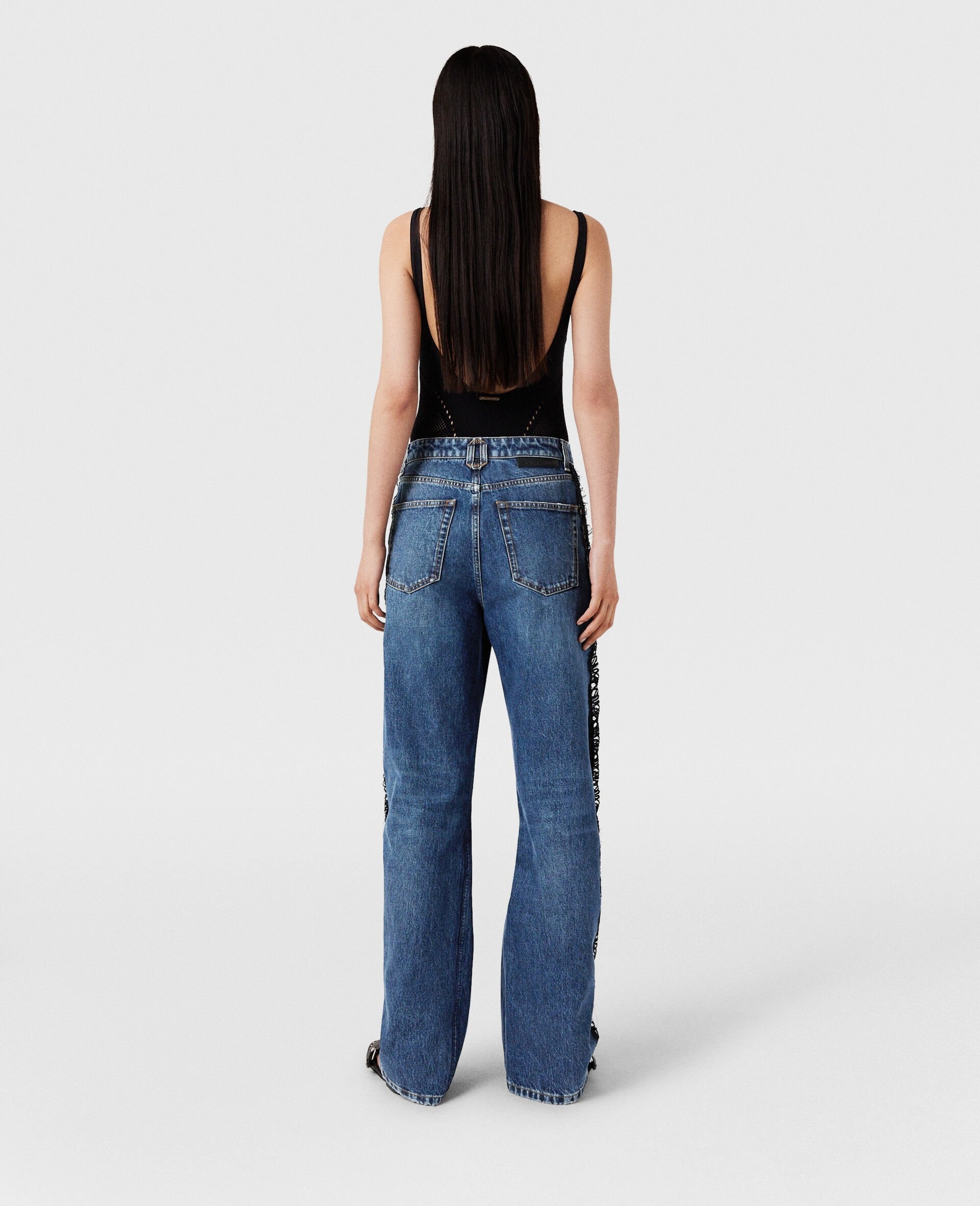 Lace High-Rise Straight Leg Jeans - 5