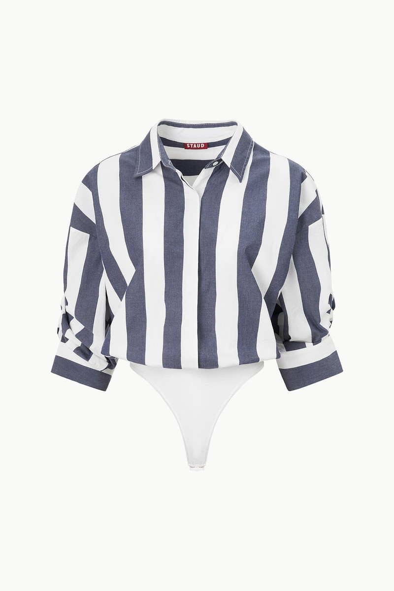 STAUD TRAVERSE BODYSUIT NAVY BRETON STRIPE 1