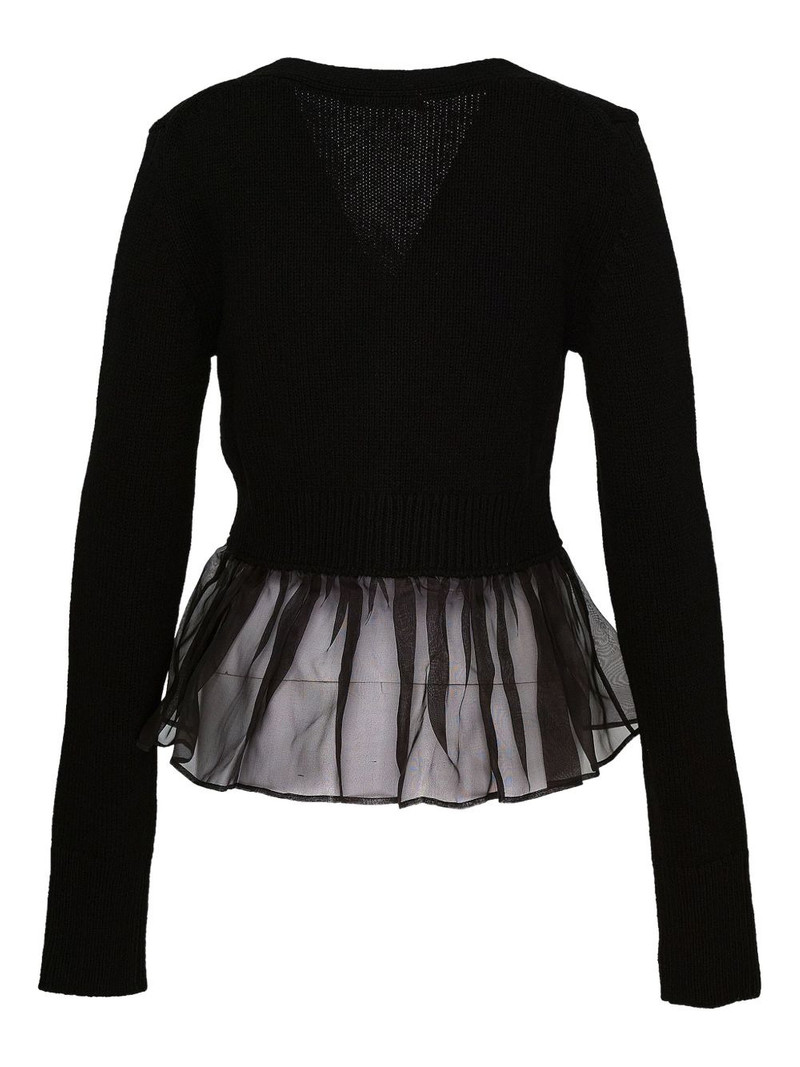 CECILIE BAHNSEN Phlox ruffled knit cardigan outlook