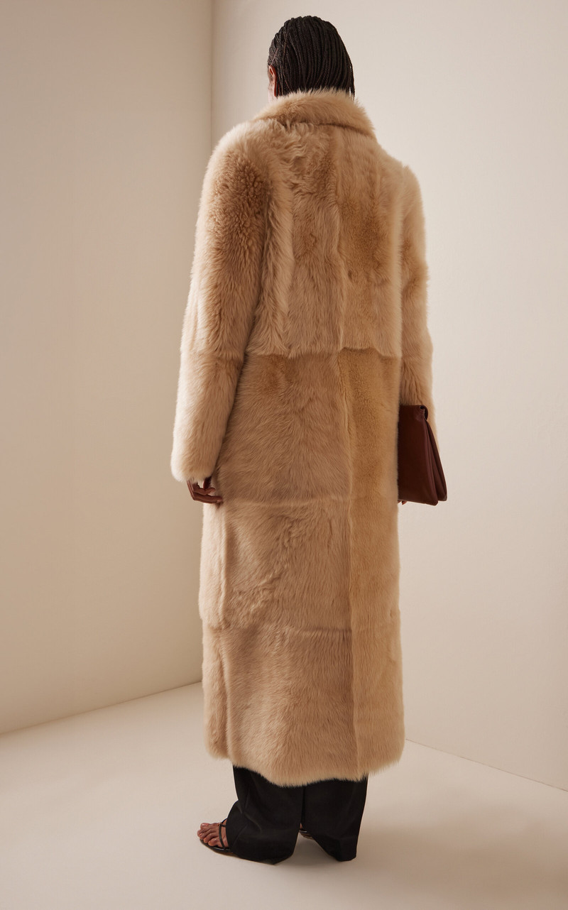 Evita Long Shearling Coat ivory 4