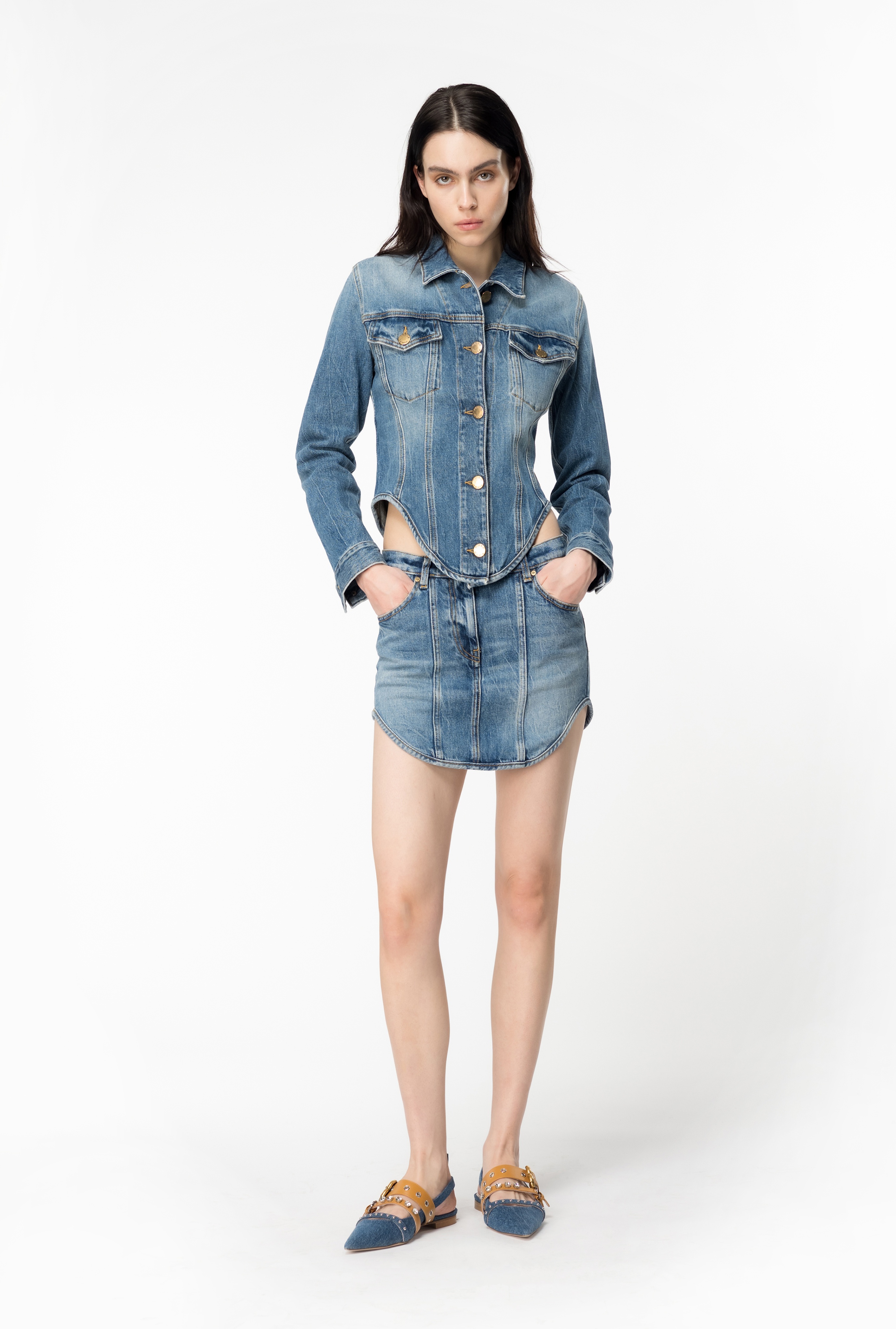 STRETCH DENIM MINI SKIRT - 3