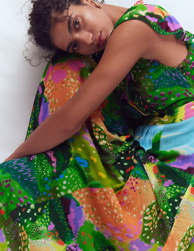 Pleat Ruffle Maxi Dress-Multi, Garden Path 7