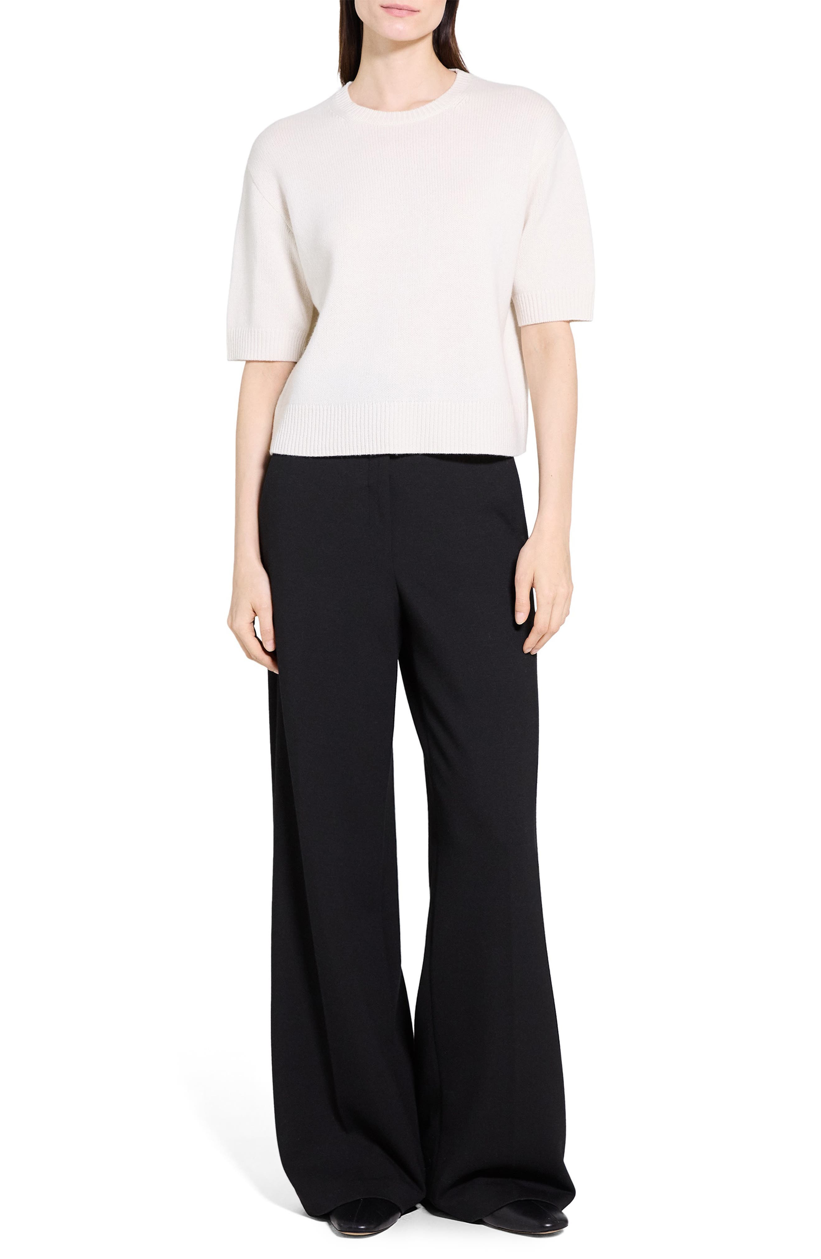 Theory Short Sleeve Cashmere Sweater in Ivory at Nordstrom - 8