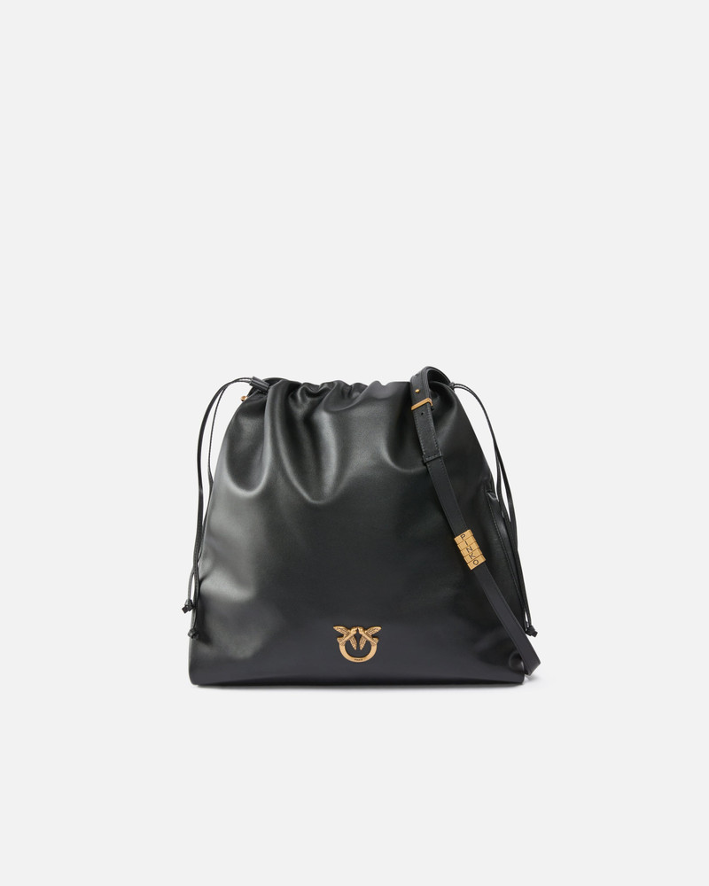 LEATHER MINI SLOUCHY BAG WITH LOVE BIRDS LOGO 1
