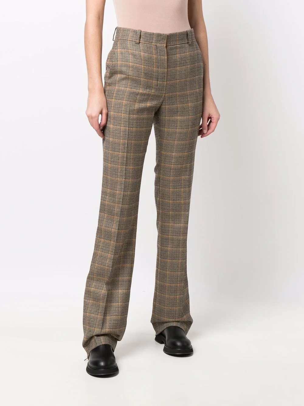 plaid-checl print trousers - 4