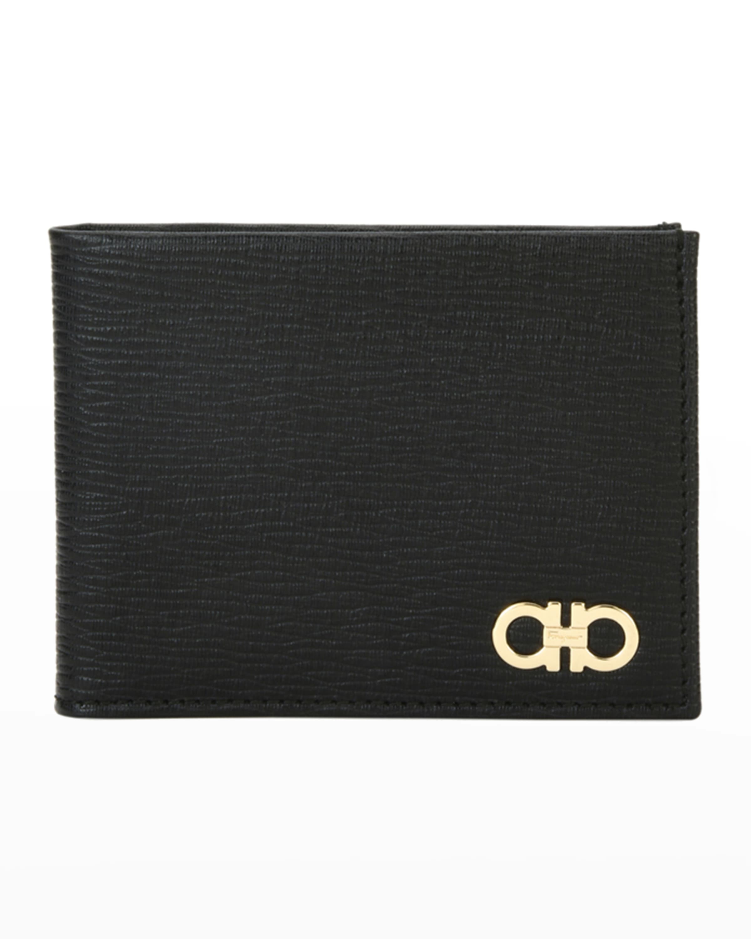 Men's Revival Gancini Bi-Fold Leather Wallet with Window, Black - 1