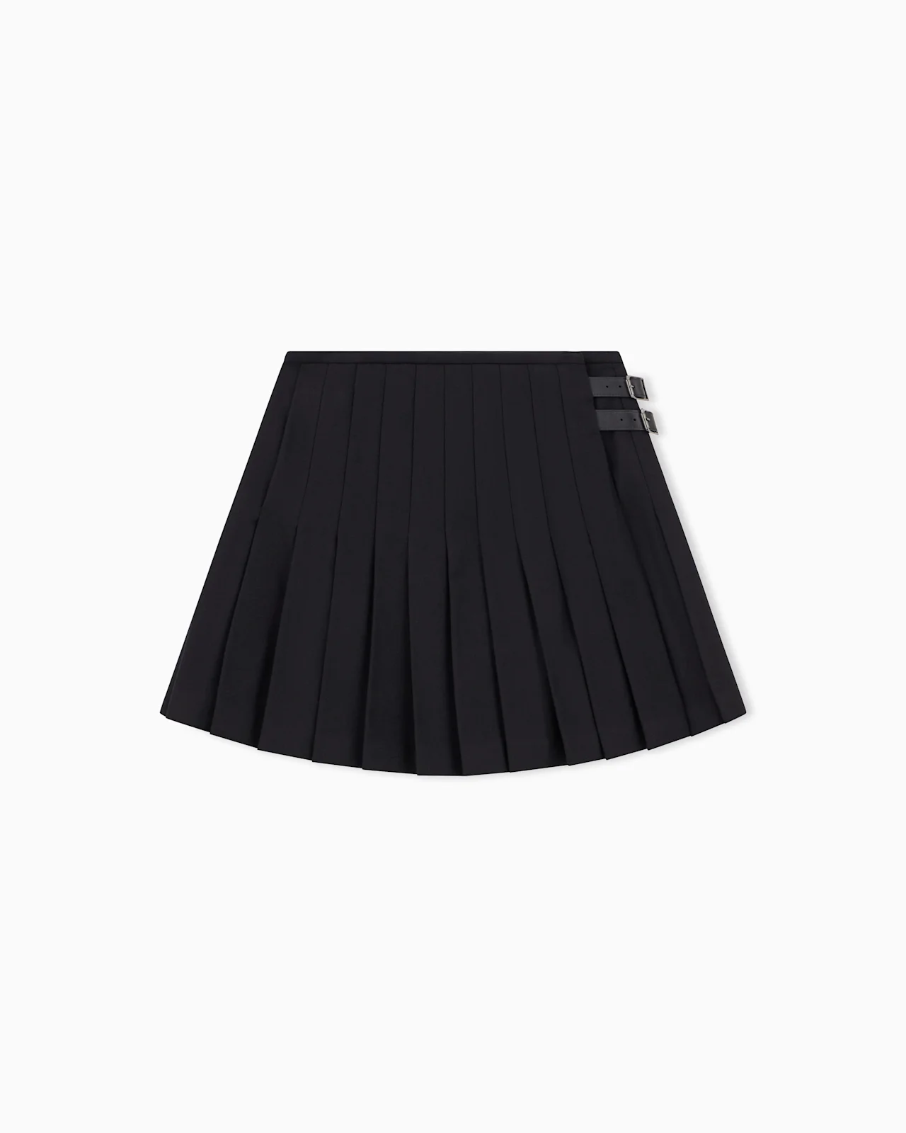 WOOL-BLEND SKIRT WITH LEATHER SIDE BELTS AND PATENT BUTTONS - 1
