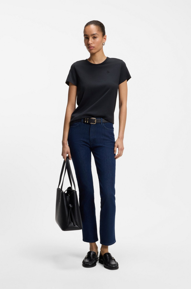 BOSS SLIM-FIT T-SHIRT IN A COTTON-SILK BLEND WITH AN EMBROIDERED LOGO outlook