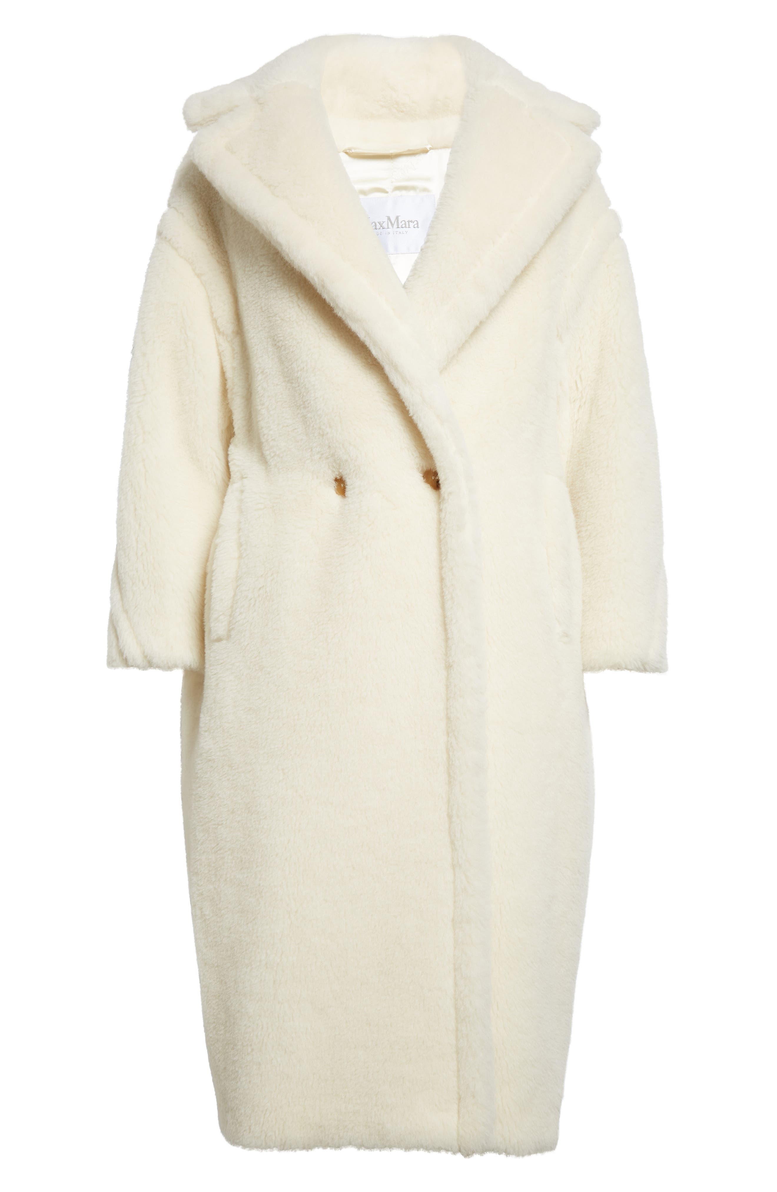 Max Mara Tedgirl Oversize Double Breasted Alpaca Blend Coat in White at Nordstrom - 6