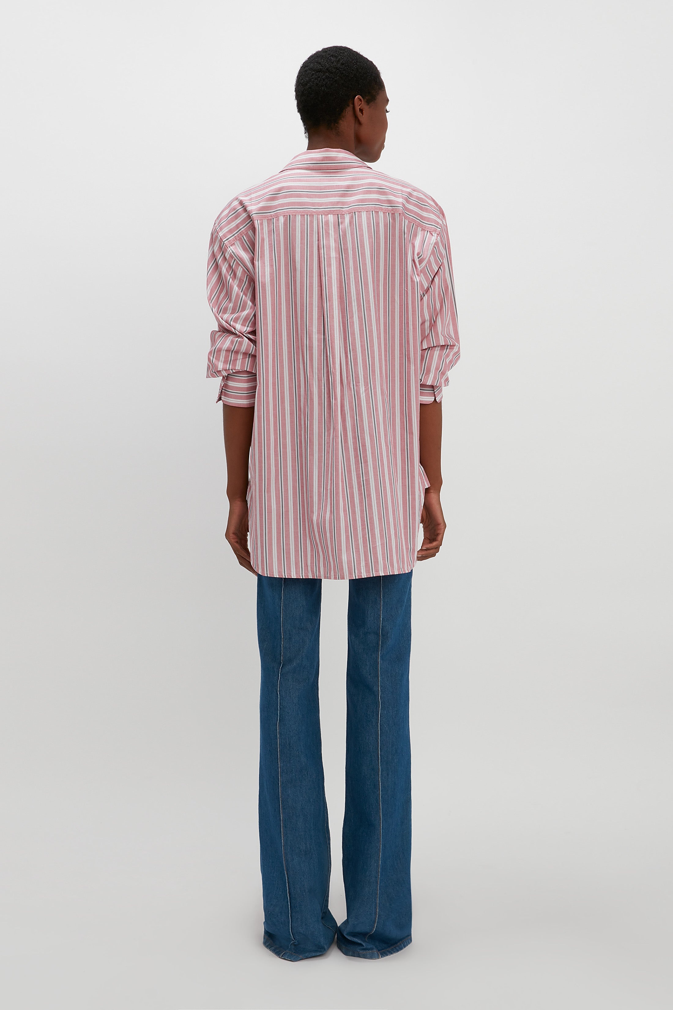 Oversized Shirt in Pink Stripe - 4