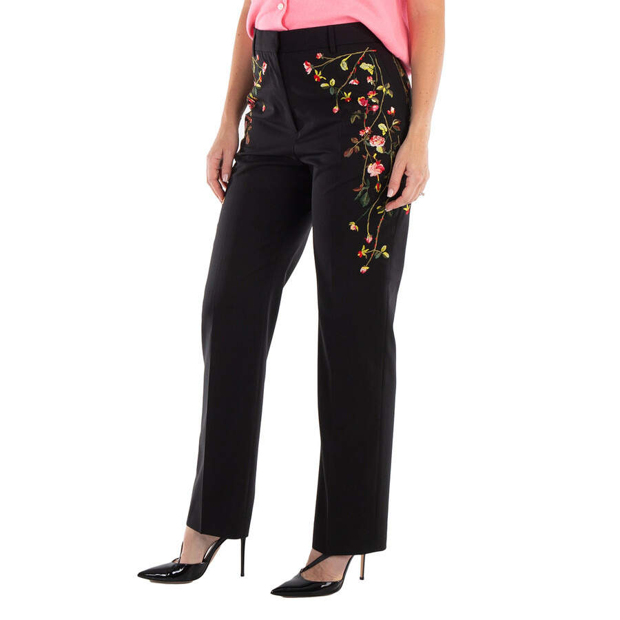 Burberry Kiana Floral Embroidered Wool-Blend Pants - 4