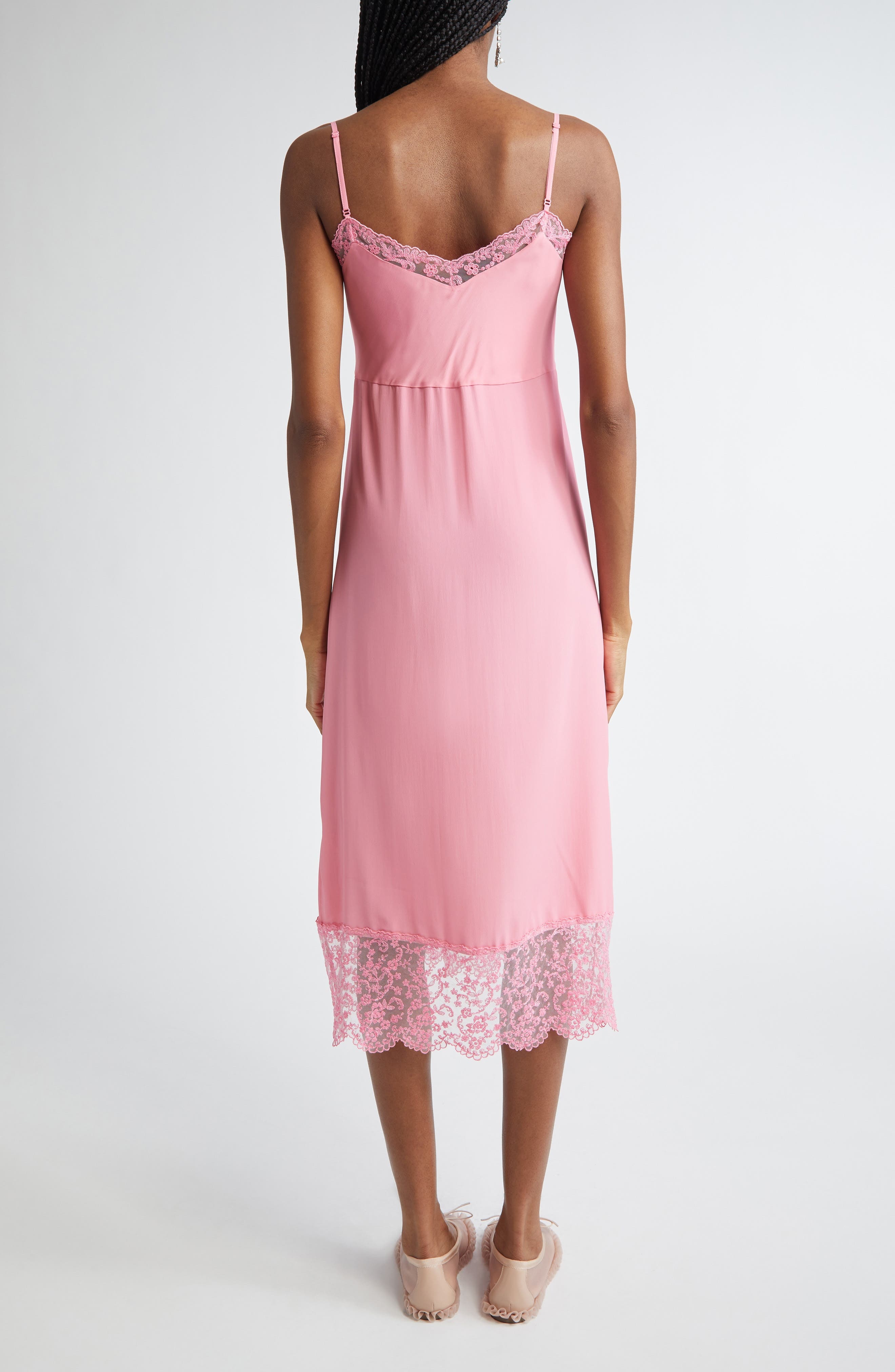 Simone Rocha Lace Trim Slipdress in Bright Pink at Nordstrom - 2