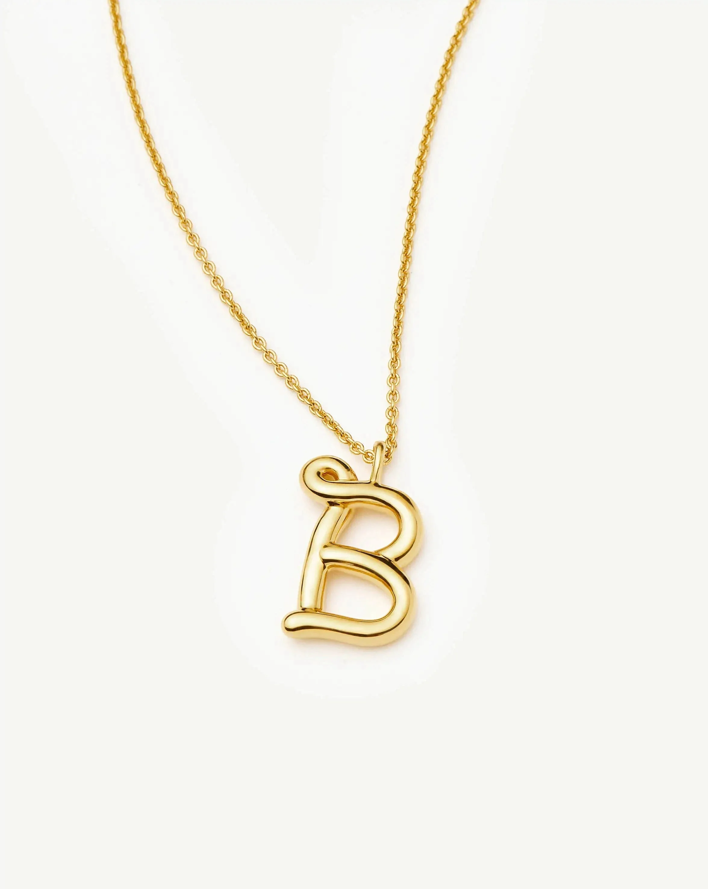 Curly Molten Initial Pendant Necklace - B - 1