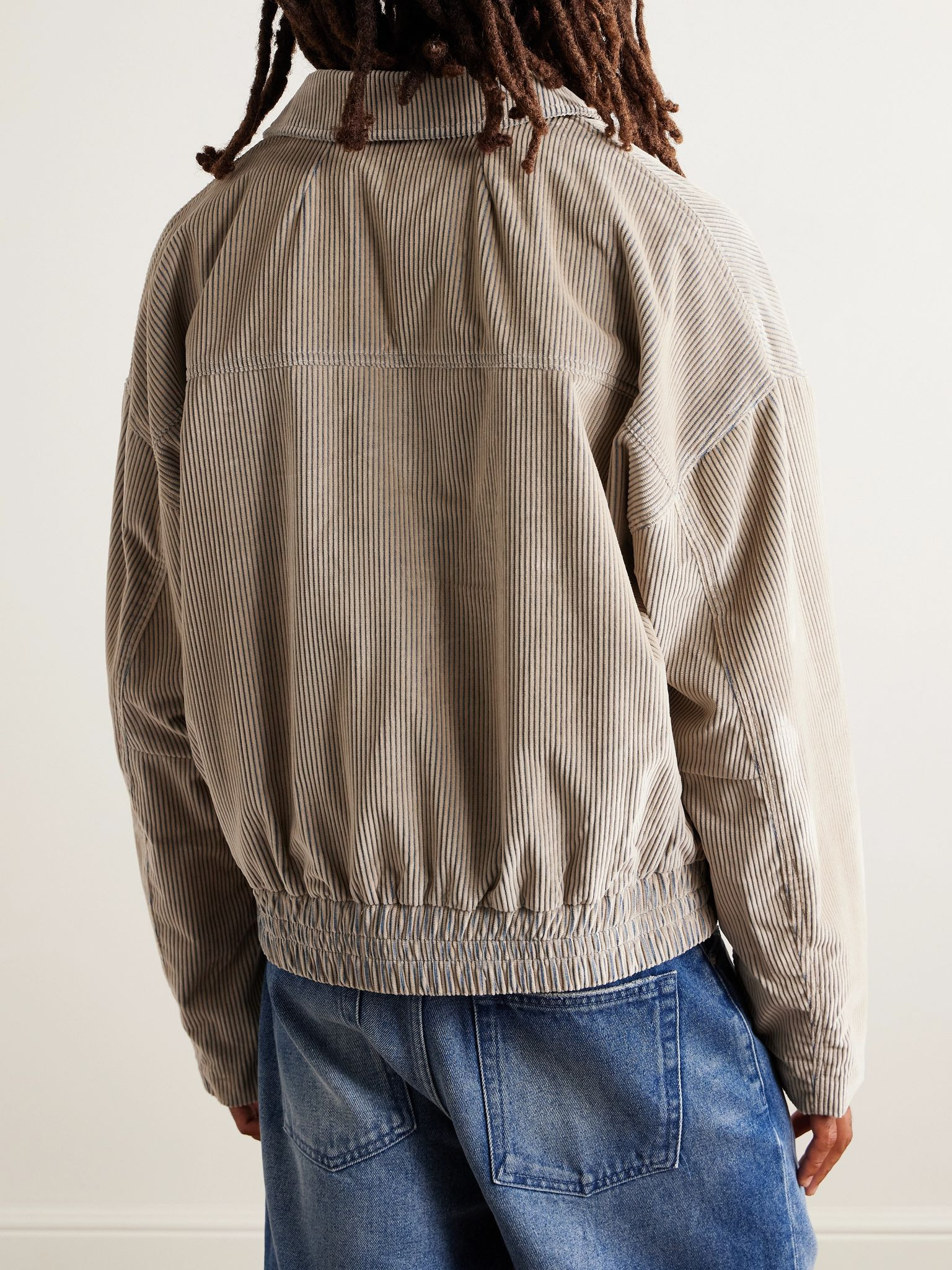 Cotton-Corduroy Blouson Jacket Gray - 3