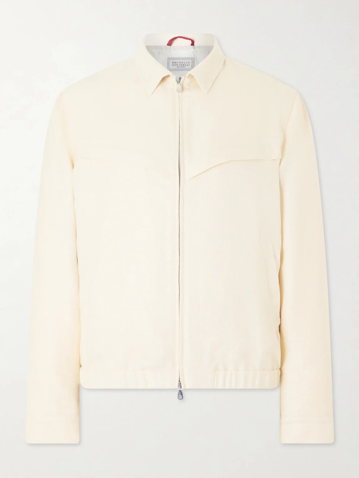 Herringbone Wool, Silk and Linen-Blend Blouson Jacket - 1