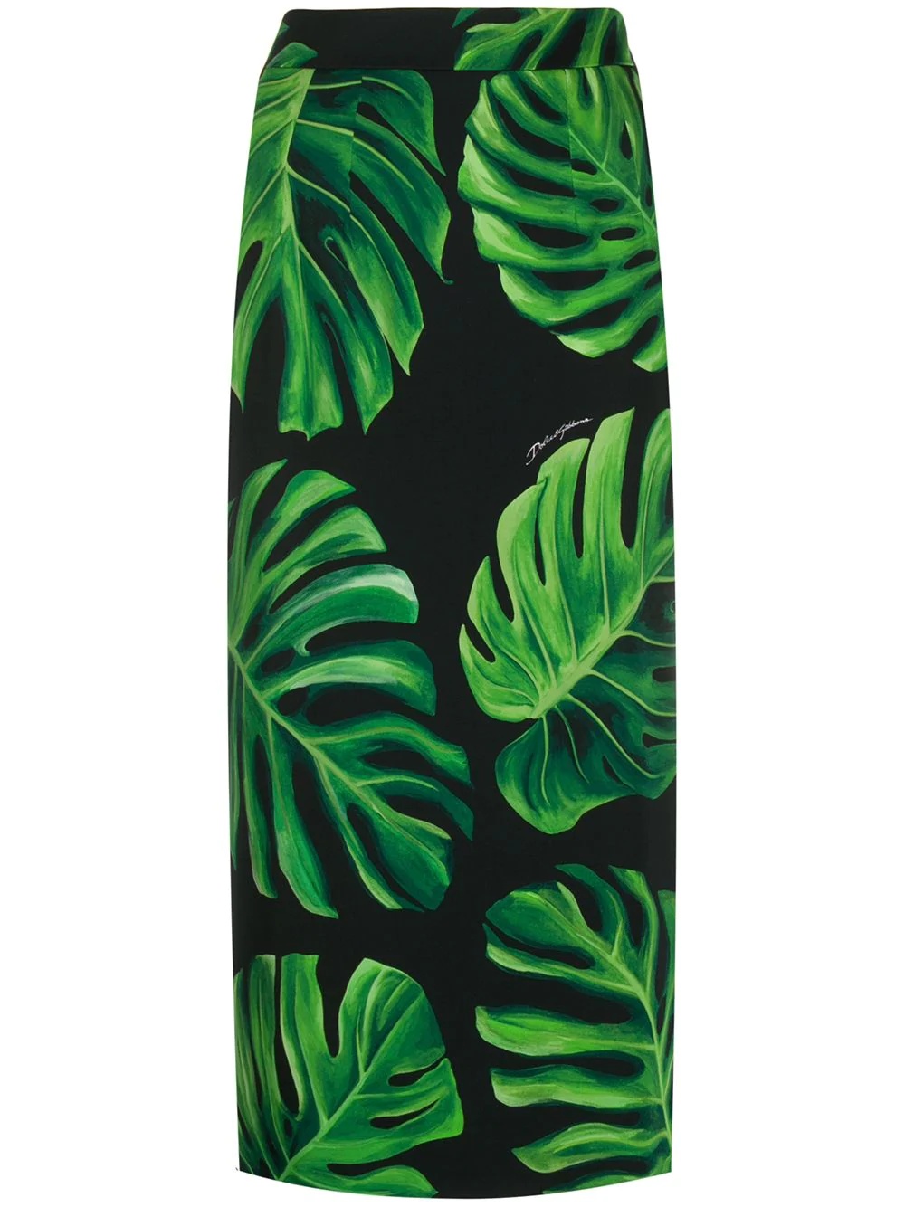 Philodendron print pencil skirt - 1