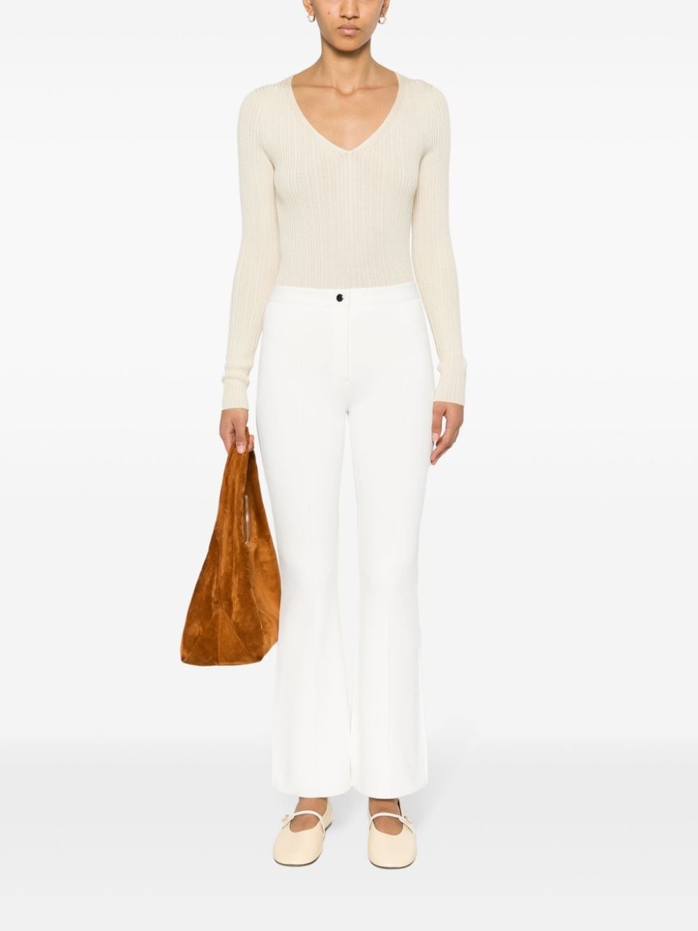pleat-detail flared trousers - 2
