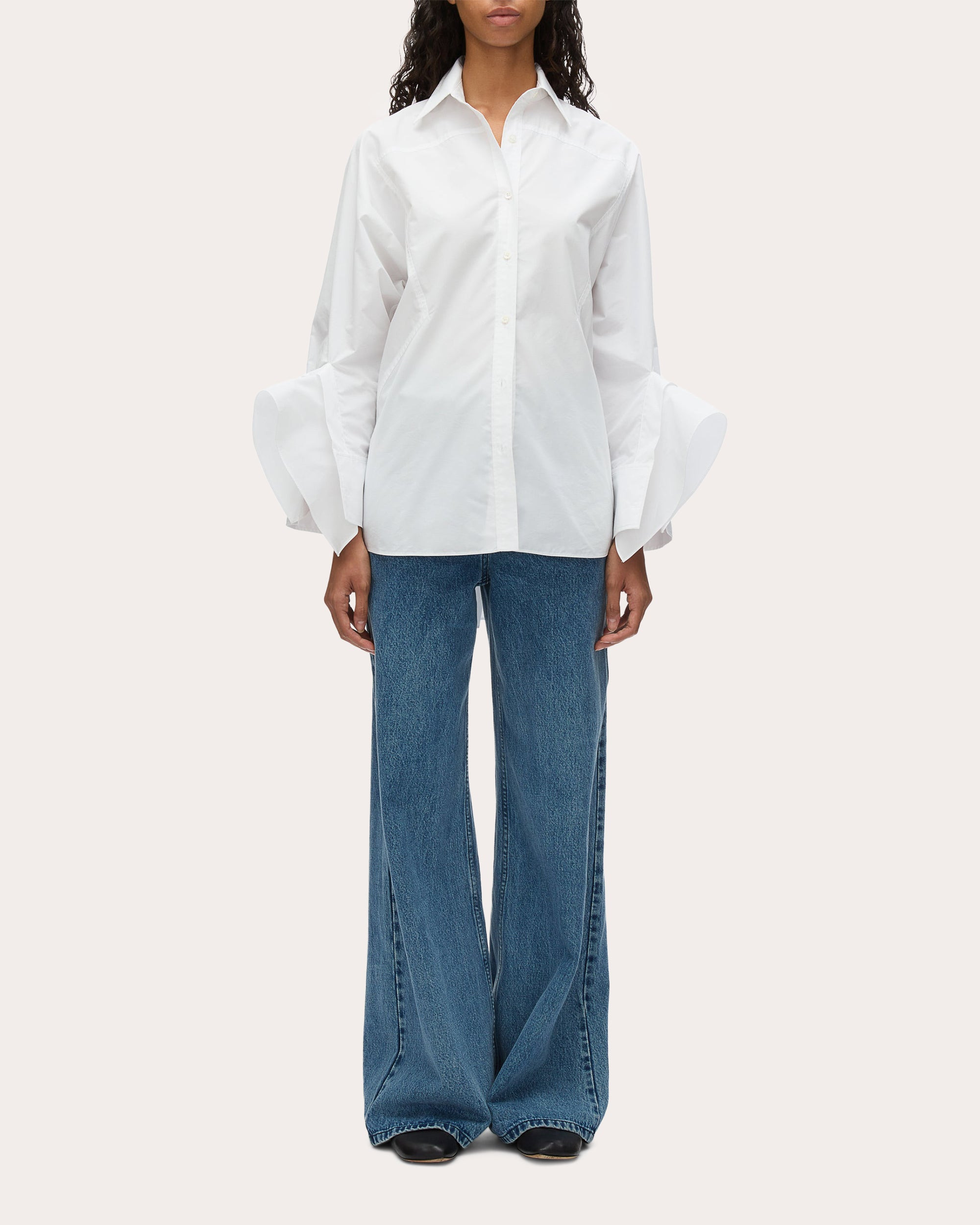 Oversized Ruffle-Trimmed Cotton Blend Shirt - 4