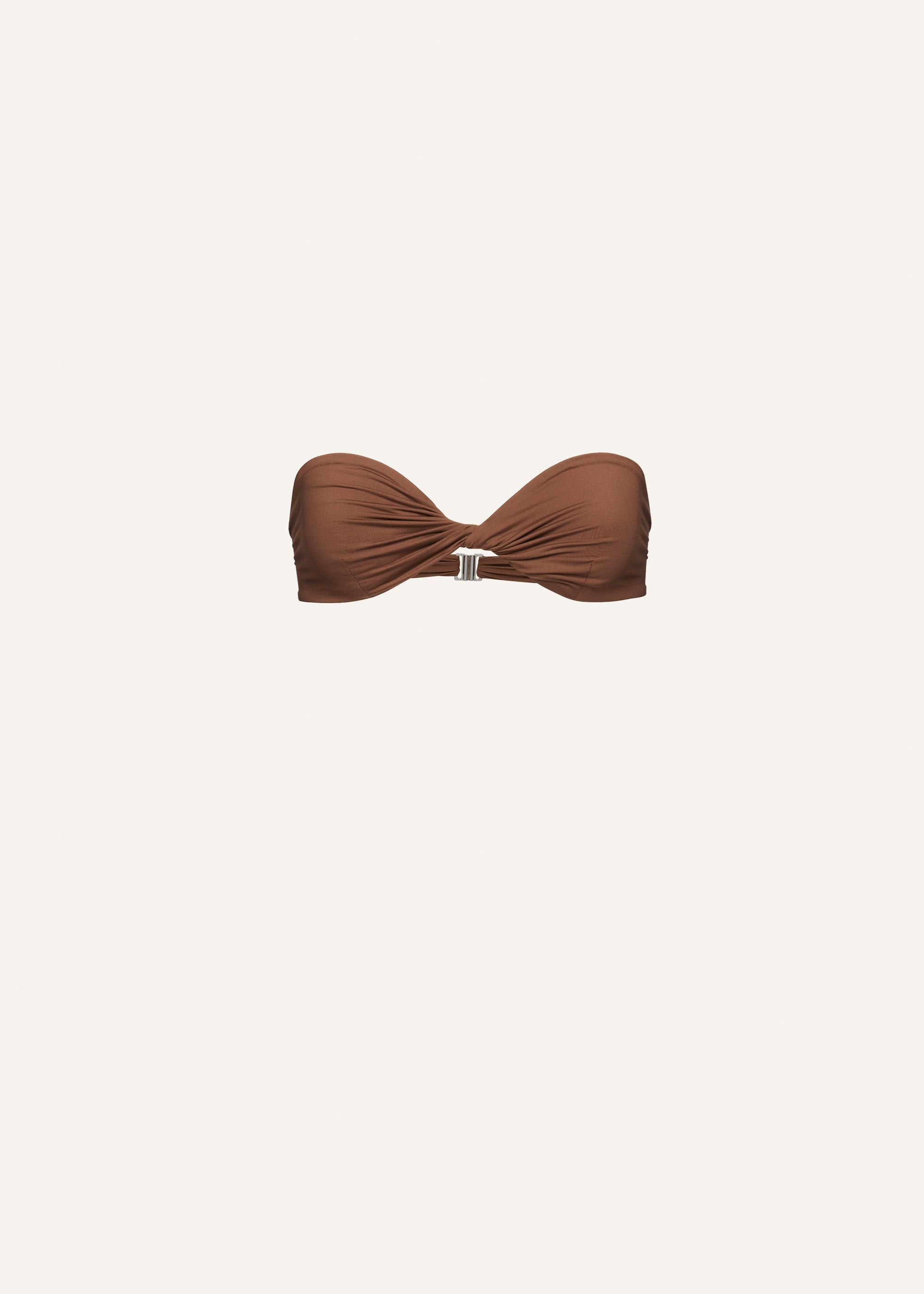 Twisted bandeau swim top in brown - 1