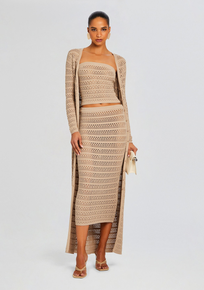 RETROFÊTE MARJORIE KNIT CROCHET MAXI SKIRT outlook