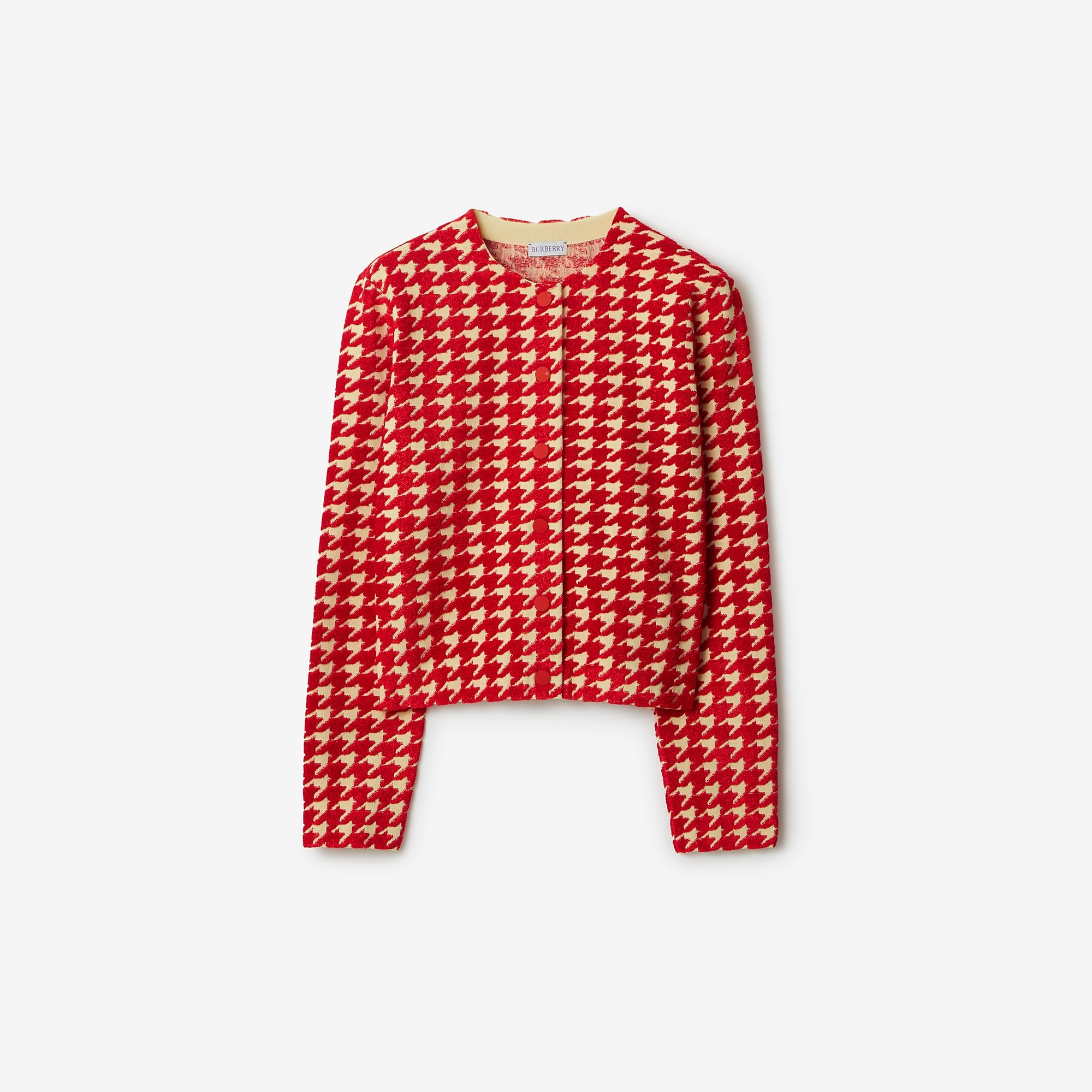 Houndstooth Nylon Blend Cardigan - 1