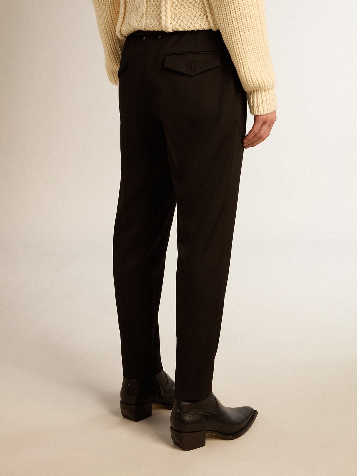 Men’s black wool gabardine pants - 4