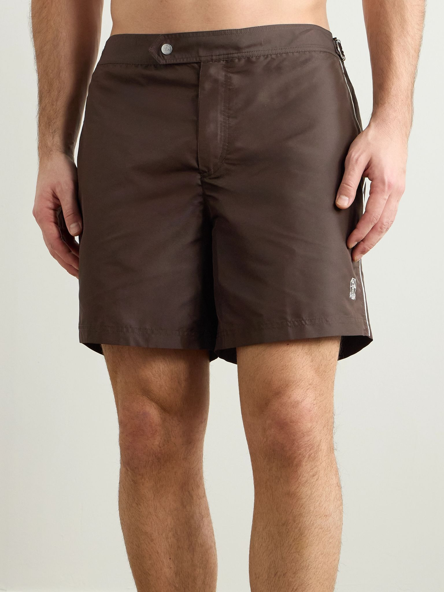 Straight-Leg Mid-Length Swim Shorts Brown - 2