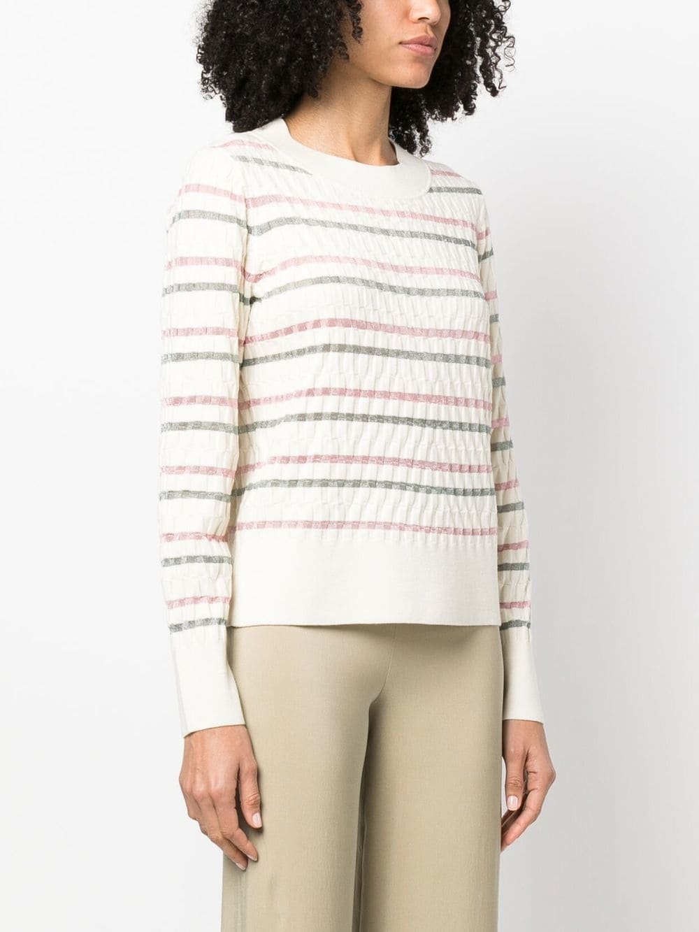 double-striped knitted sweater - 3