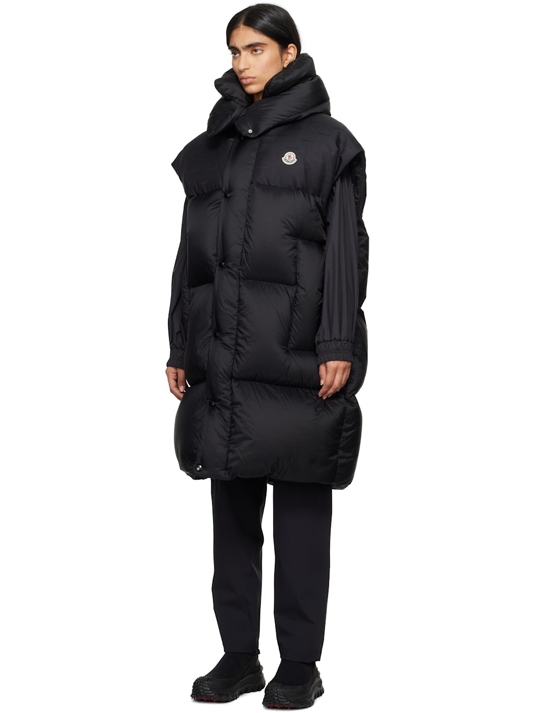 Black Verone Long Down Jacket - 4
