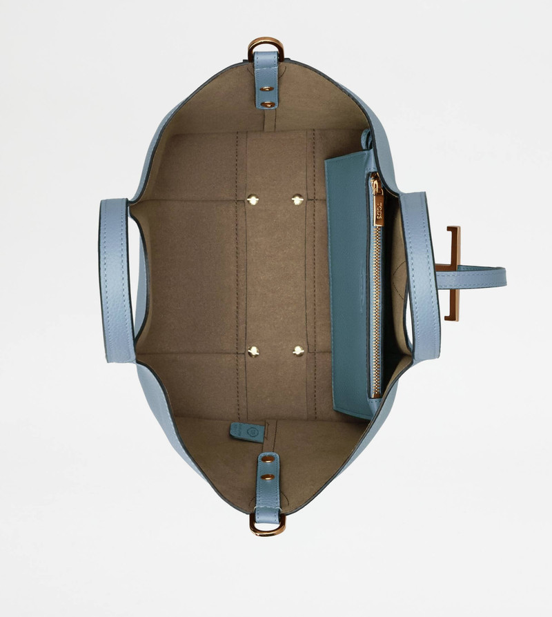 T TIMELESS SHOPPING BAG IN LEATHER MINI - LIGHT BLUE 4