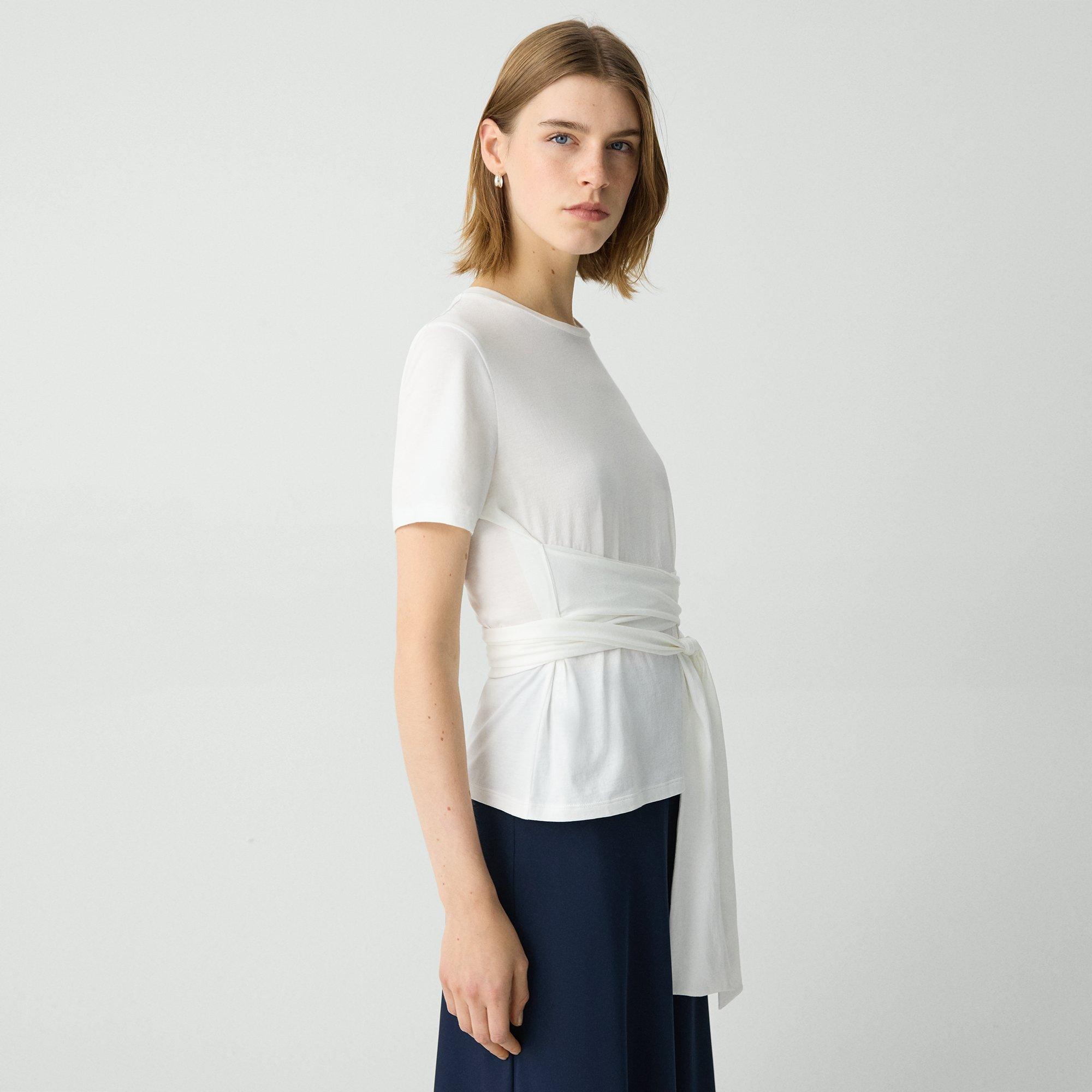 Tie-Front Tee in Cotton - 3