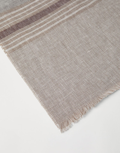 Brunello Cucinelli Linen batavia scarf with stripes outlook
