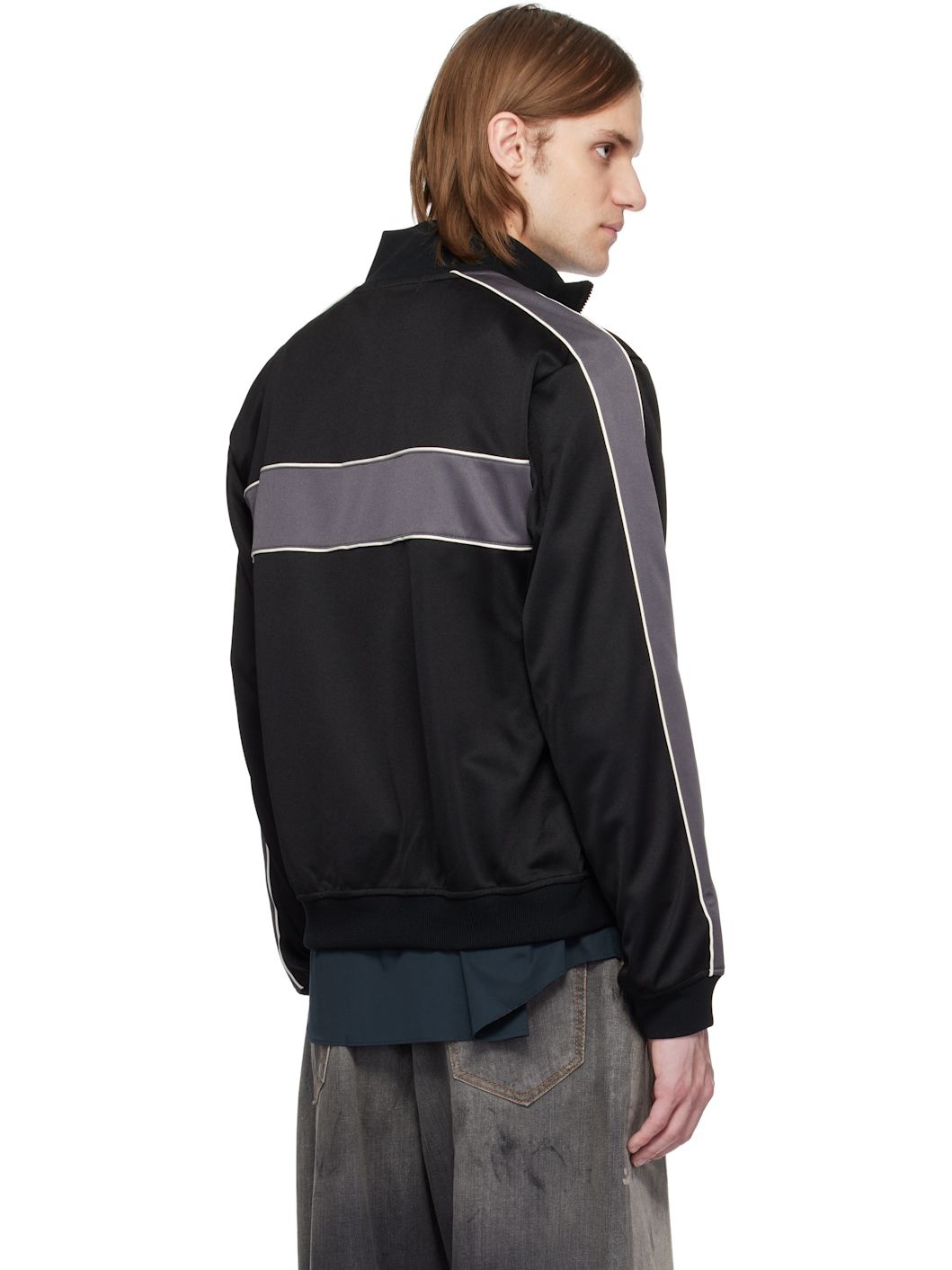 Black Paneled Track Jacket - 3