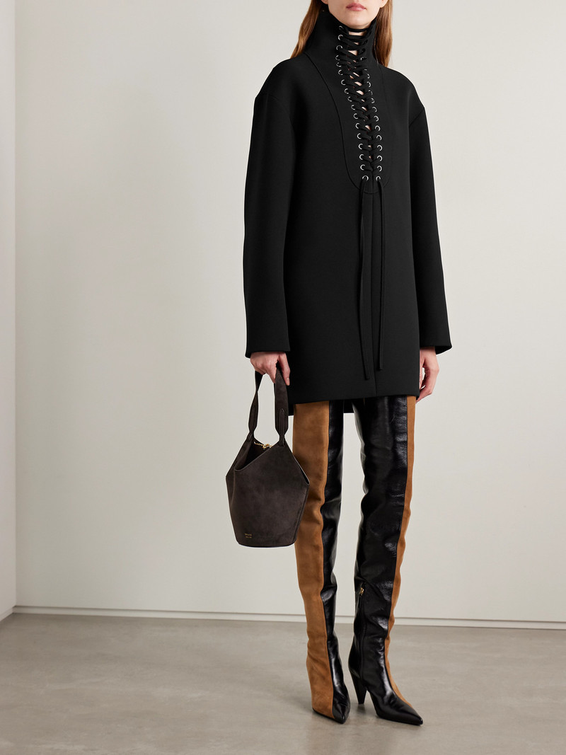 KHAITE Lee Lace-up Crepe Mini Dress outlook