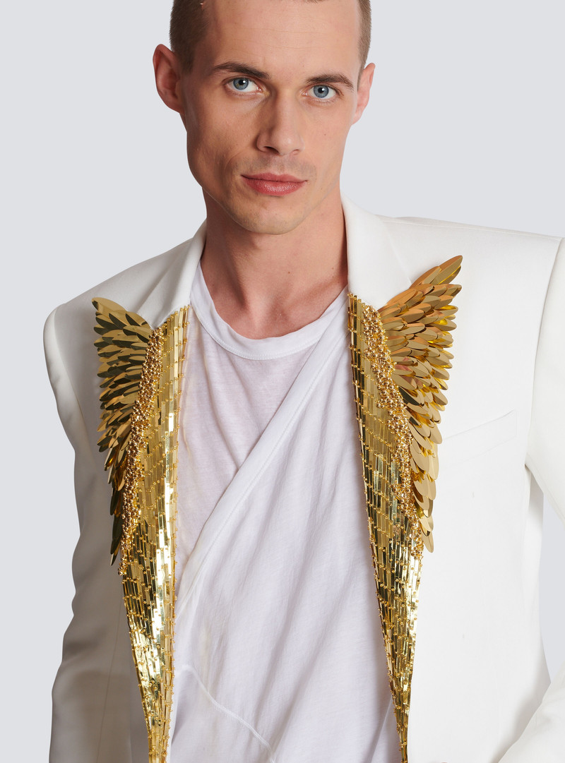 Blazer embroidered with gold feathers 6