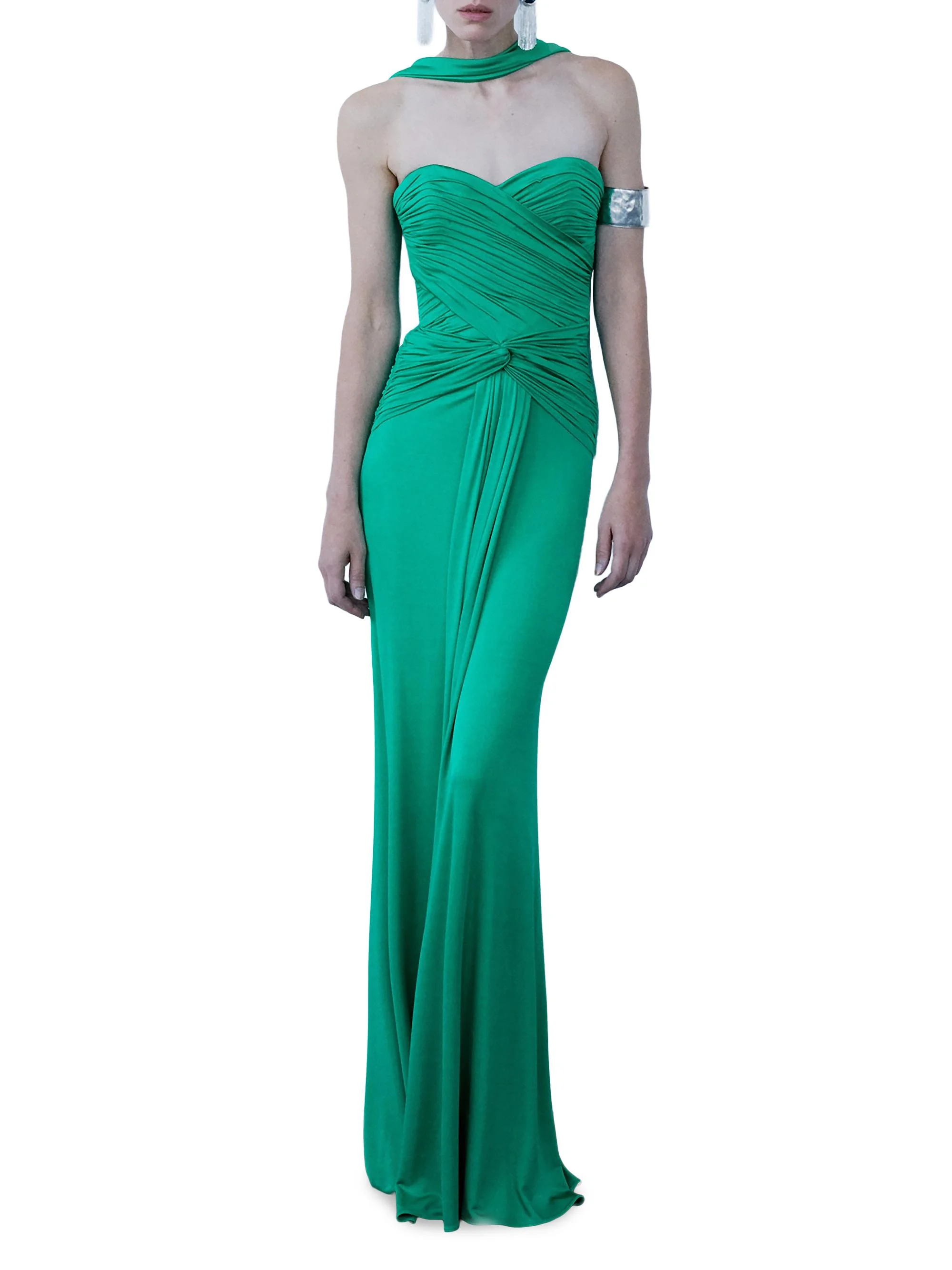 Women's Amanda Sculpted Jersey Column Gown - Malachite - 1