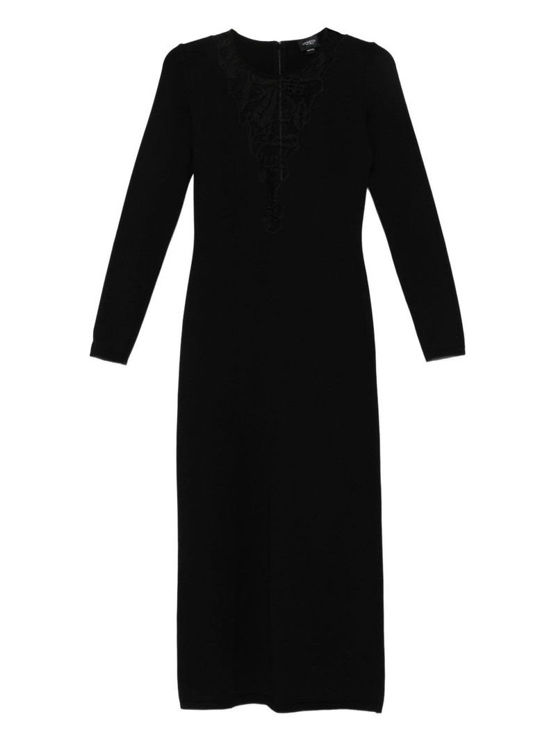 lace-insert long-sleeve midi dress 1
