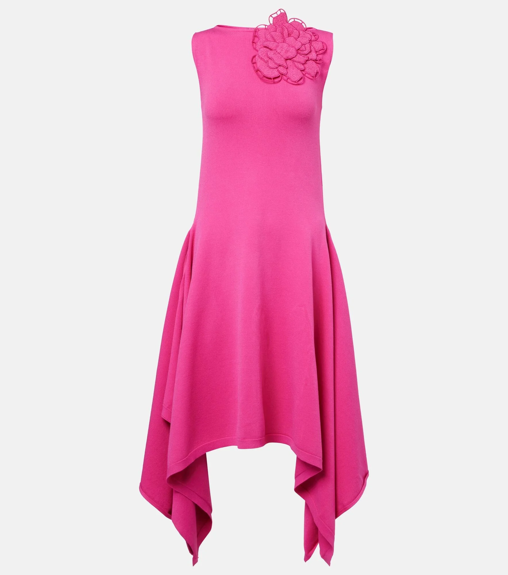 Floral-appliqué asymmetric cocktail dress - 1