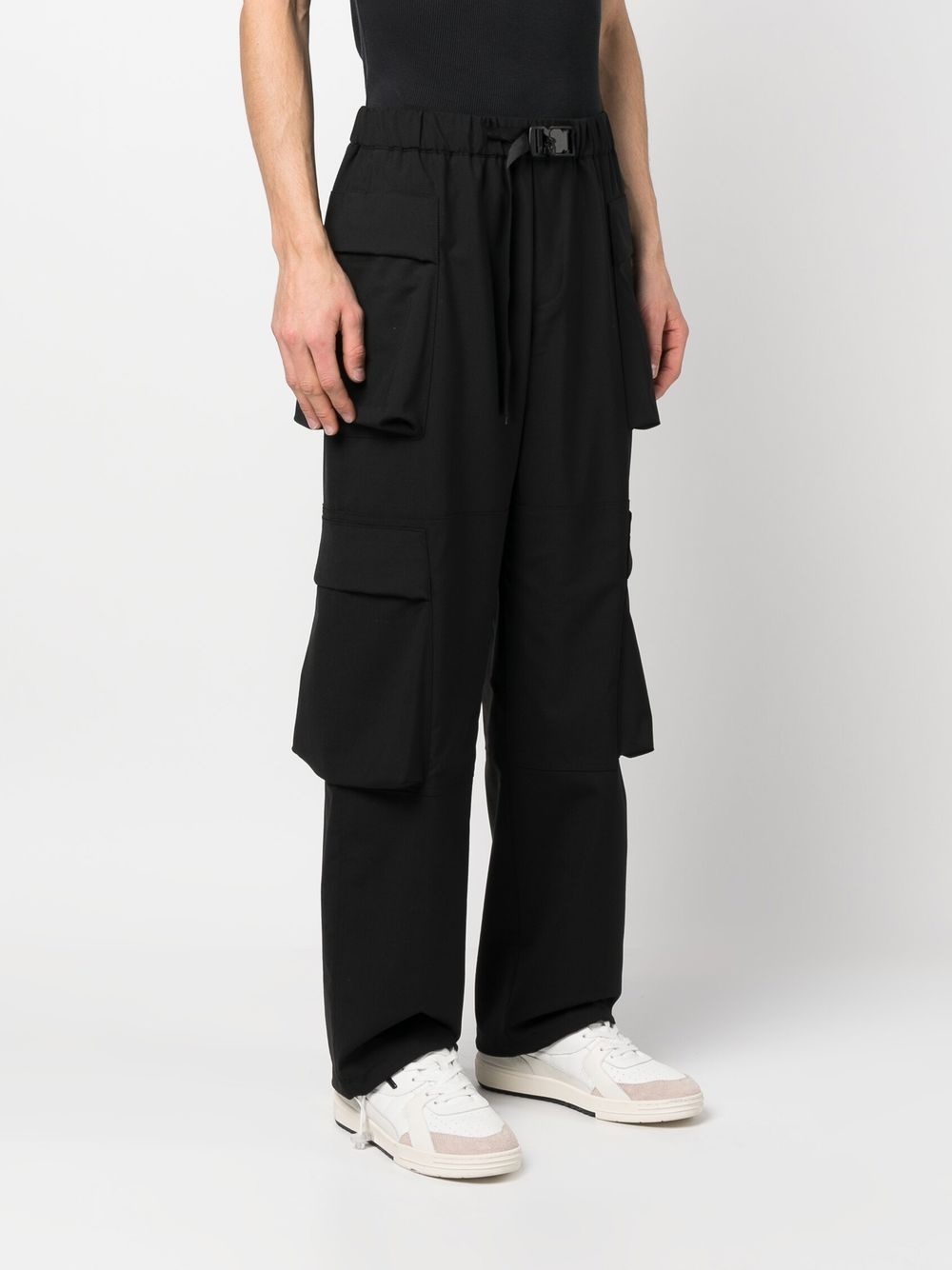 buckle-fastening belted cargo trousers - 3