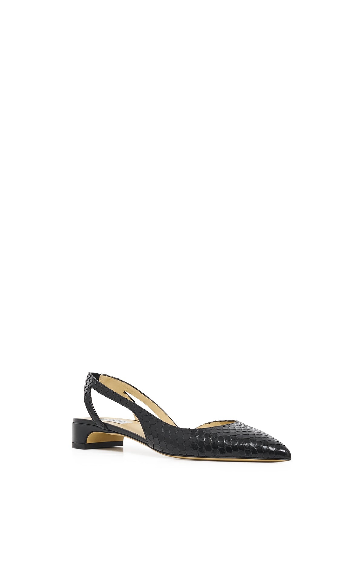 Delia Slingback Shoe in Black Snakeskin - 3