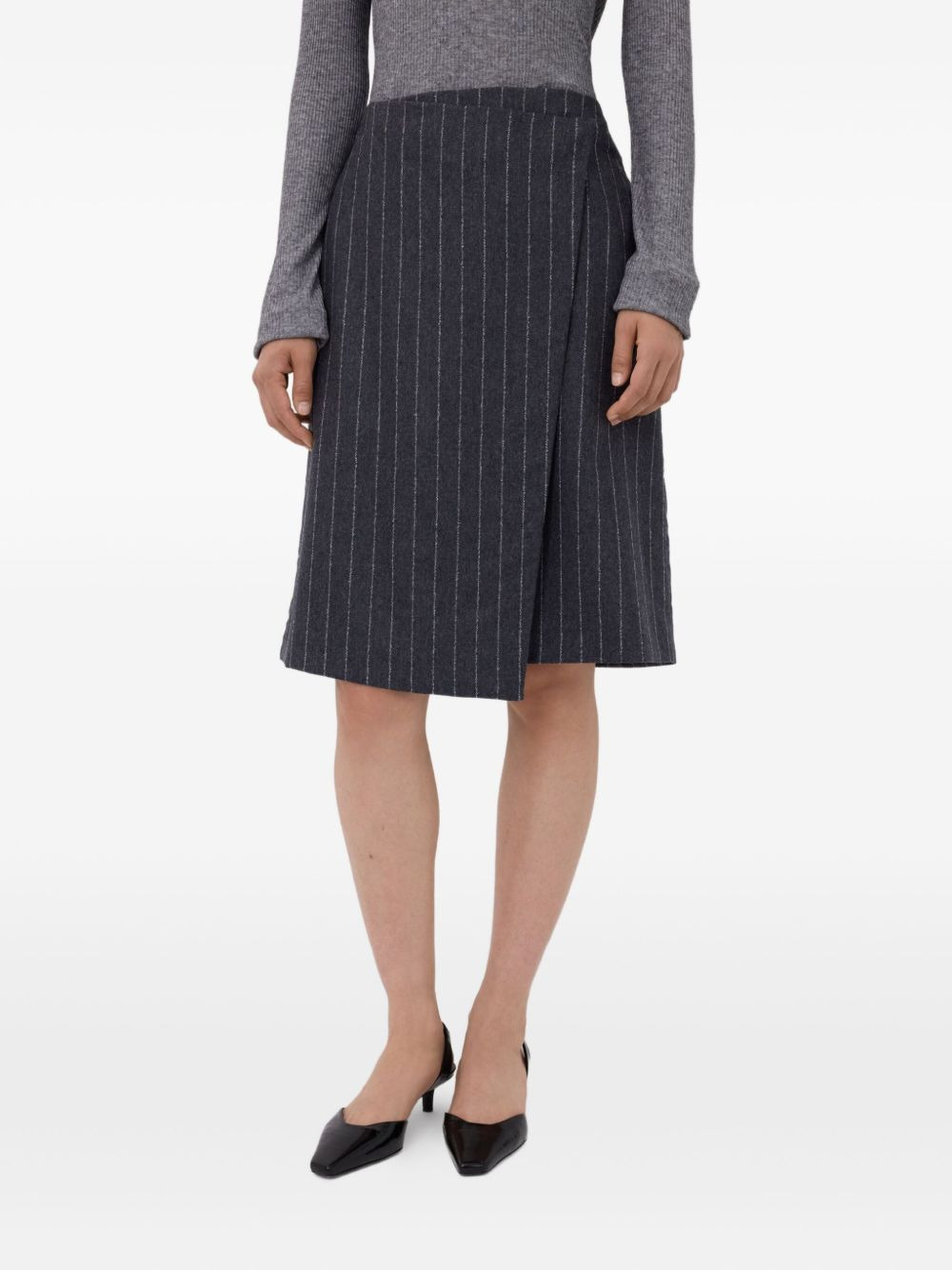 MASON pinstripe wrap midi skirt - 5