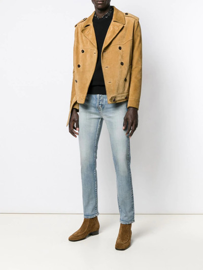 SAINT LAURENT distressed straight-leg jeans outlook