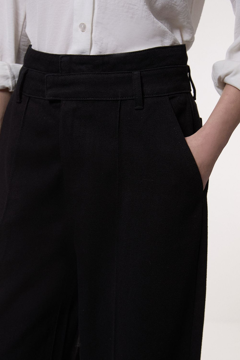 Denim Waistband Detail Wide Leg Trousers 3