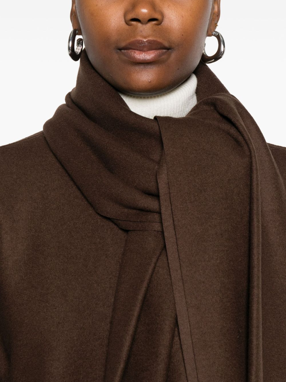 scarf button-fastening coat - 5