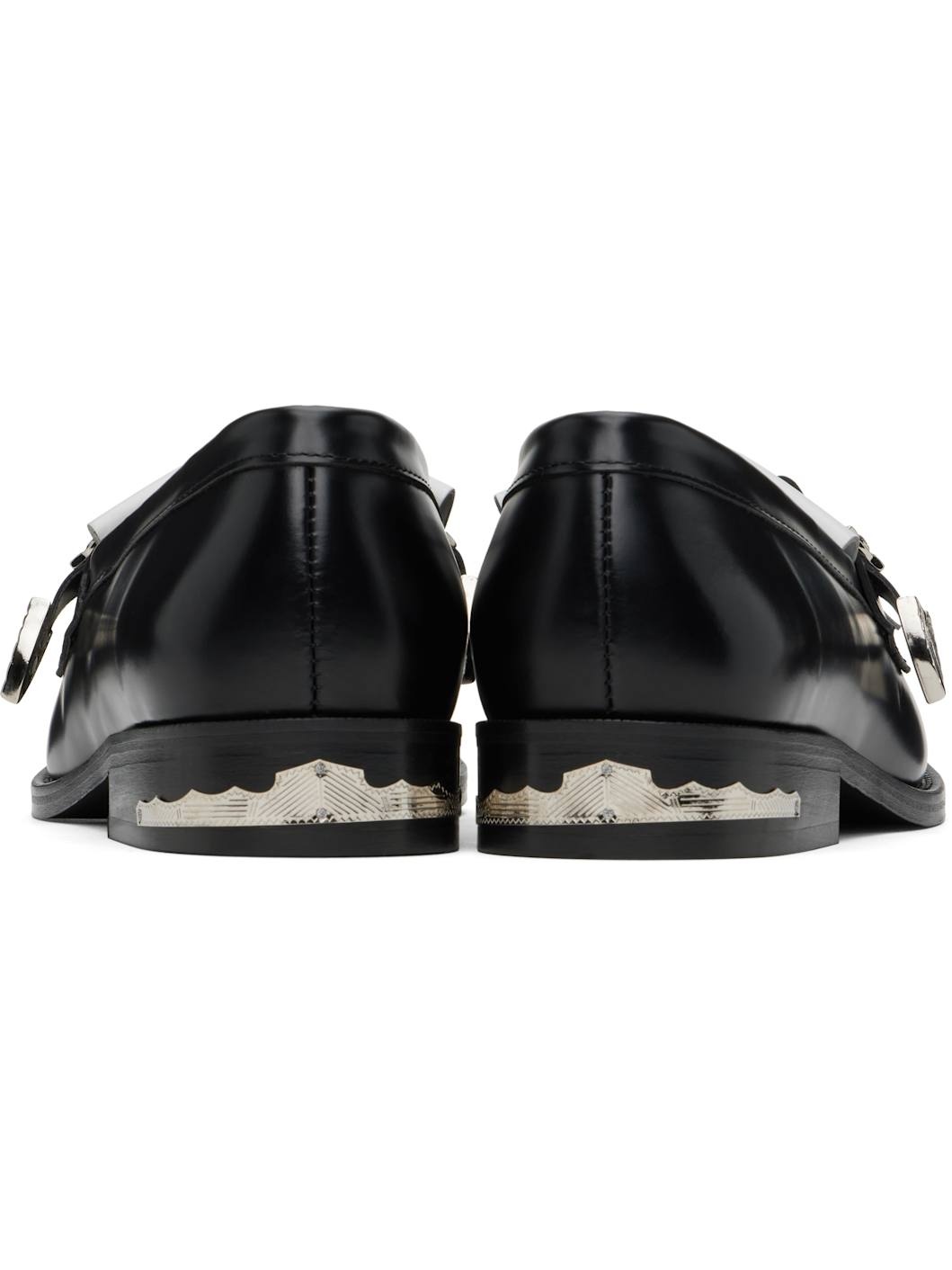 Black & White Fringe Loafers - 2