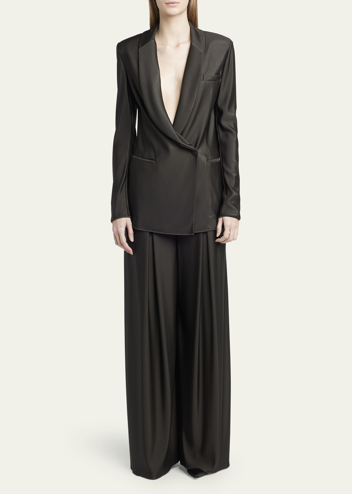Double Jersey Flowy Pleated Trousers - 2